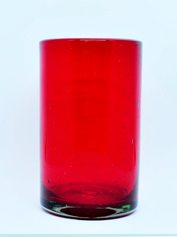 Vasos de Vidrio Soplado al Mayoreo / vasos grandes color rojo rubí / Éstos artesanales vasos le darán un toque clásico a su bebida favorita.